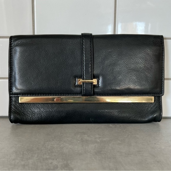 DANIER Leather Clutch with Goldtone Hardware - Picture 1 of 15